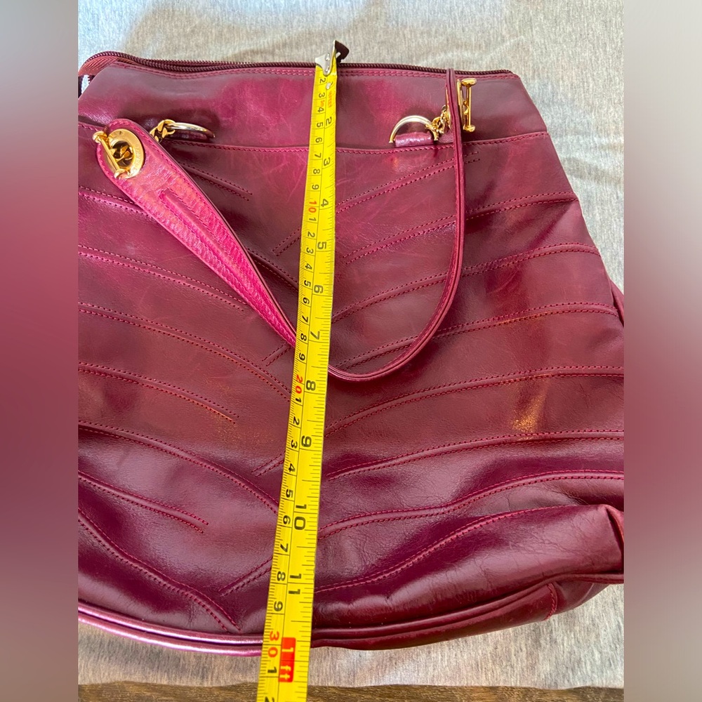 Vintage 1970 Loris Azzaro Paris Purse Burgundy Genuine Leather Shoulder Bag EUC - Picture 15 of 16